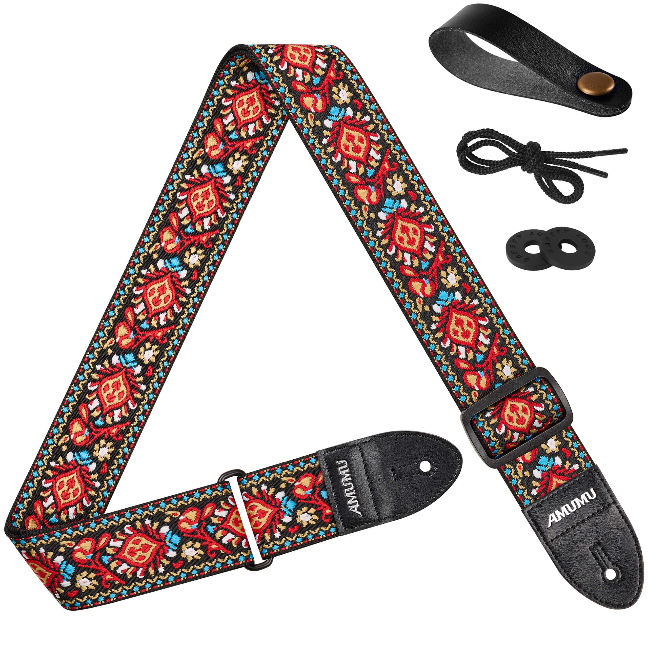 Amazon | [Amumu] ギターストラップ幅5cmヴィンテージフラワー